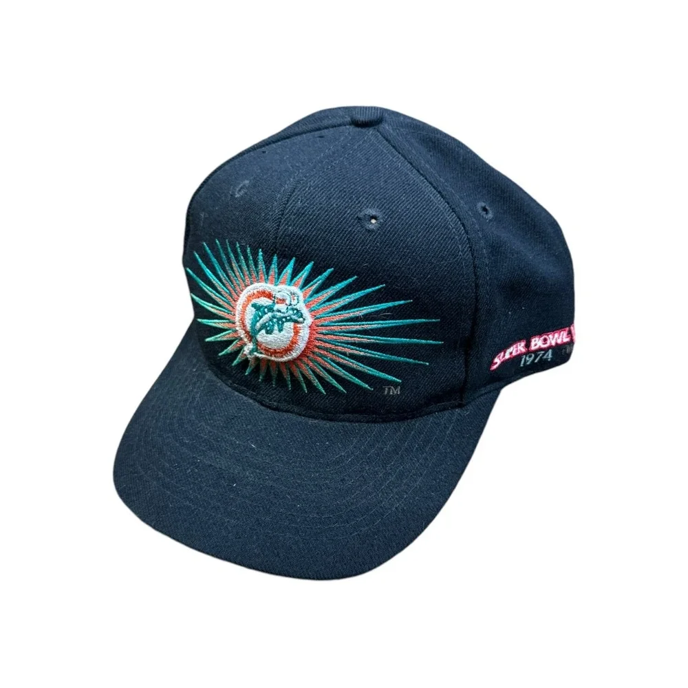 Vintage Miami Dolphins Strapback Back 2 Back Super Bowl Champs Cap 1973 1974 NFL